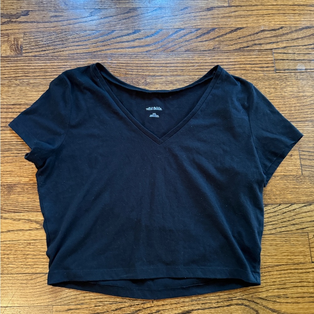 Wild Fable Black V-Neck Crop Top